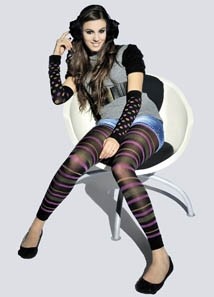 Immagine leggings teenager Ancona con disegno a righe multicolor