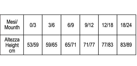 griglia taglie neonato Franzoni